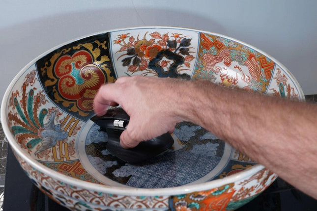 Huge 14.75" Antique Japanese Meiji Period Imari centerpiece bowl - Estate Fresh Austin