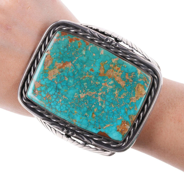 6.625" 306ct Vintage Navajo Silver and Turquoise bracelet Huge - Estate Fresh Austin