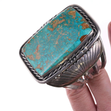 6.625" 306ct Vintage Navajo Silver and Turquoise bracelet Huge - Estate Fresh Austin