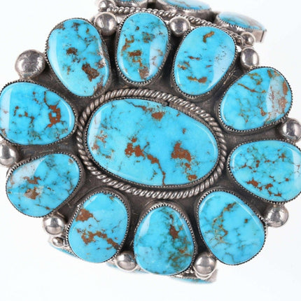 Huge 7.25" Robert and Bernice Leekya Sterling/turquoise cuff bracelet - Estate Fresh Austin