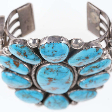 Huge 7.25" Robert and Bernice Leekya Sterling/turquoise cuff bracelet - Estate Fresh Austin