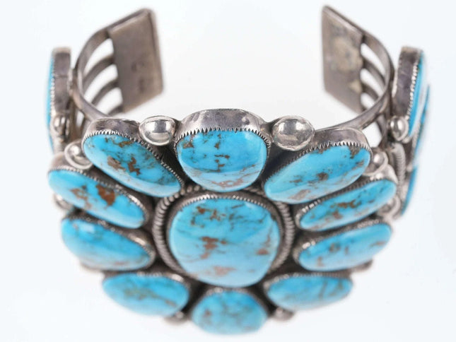 7.25" Robert and Bernice Leekya Sterling/turquoise cuff bracelet - Estate Fresh Austin