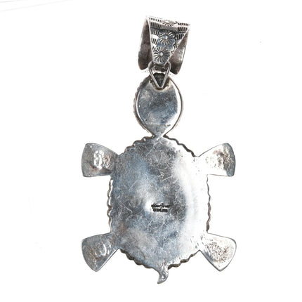 Huge Adam Fierro Mestizo sterling, turquoise, spiny oyster turtle pendant - Estate Fresh Austin