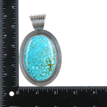 Huge Albert Jake Navajo High Grade Kingman turquoise sterling pendant - Estate Fresh Austin