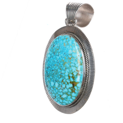 Huge Albert Jake Navajo High Grade Kingman turquoise sterling pendant - Estate Fresh Austin