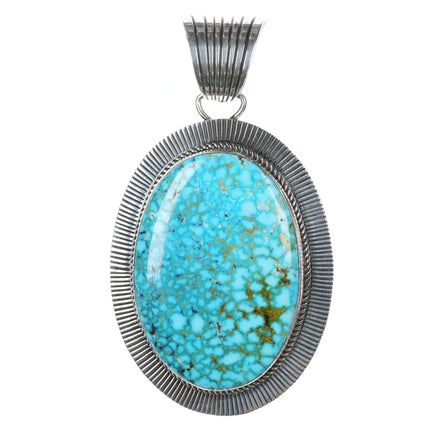 Huge Albert Jake Navajo High Grade Kingman turquoise sterling pendant - Estate Fresh Austin