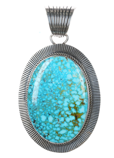 Huge Albert Jake Navajo High Grade Kingman turquoise sterling pendant - Estate Fresh Austin