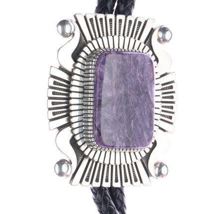 Huge Alton Bedonie Navajo sterling and charoite bolo tie - Estate Fresh Austin