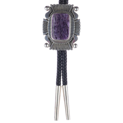 Huge Alton Bedonie Navajo sterling and charoite bolo tie - Estate Fresh Austin