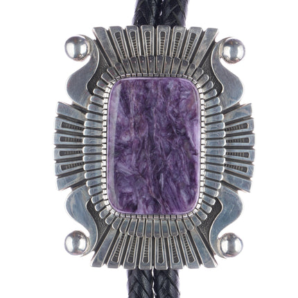 Huge Alton Bedonie Navajo sterling and charoite bolo tie - Estate Fresh Austin