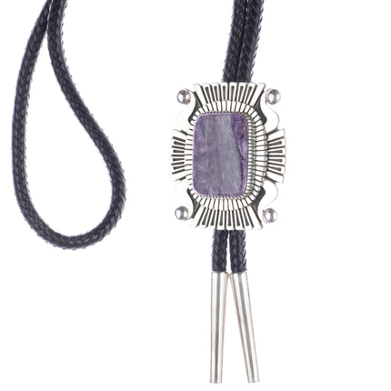 Huge Alton Bedonie Navajo sterling and charoite bolo tie - Estate Fresh Austin