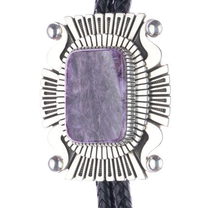 Huge Alton Bedonie Navajo sterling and charoite bolo tie - Estate Fresh Austin