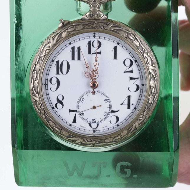 Huge Antique Miners Presentation Pocket Watch 50mm works 70mm case 58mm dial - Estate Fresh Austin