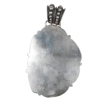 Huge Ashley Navajo sterling turquoise, and coral pendant - Estate Fresh Austin