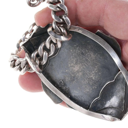 Huge Beastly Native American Sterling turquoise/coral pendant/necklace - Estate Fresh Austin