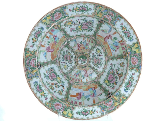 Huge c1860 Antique Chinese Famille Rose Medallion Wash Basin Bowl 15.75" x 5.75" - Estate Fresh Austin