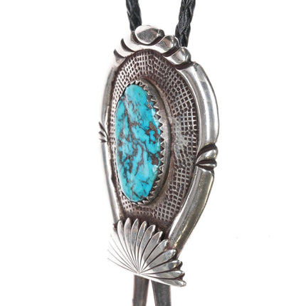 Huge c1960 c - 31 Robert and Bernice Leekya bolo tie sterling/turquoise - Estate Fresh Austin