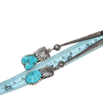 Huge c1960 c - 31 Robert and Bernice Leekya bolo tie sterling/turquoise - Estate Fresh Austin