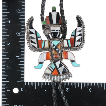 Huge c1960 c - 31 Zuni Knifewing bolo tie sterling multi - stone inlay - Estate Fresh Austin