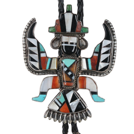 Huge c1960 c - 31 Zuni Knifewing bolo tie sterling multi - stone inlay - Estate Fresh Austin