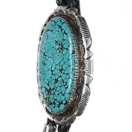 Huge NS Native American sterling Skyhorse turquoise bolo tie - Estate Fresh Austin