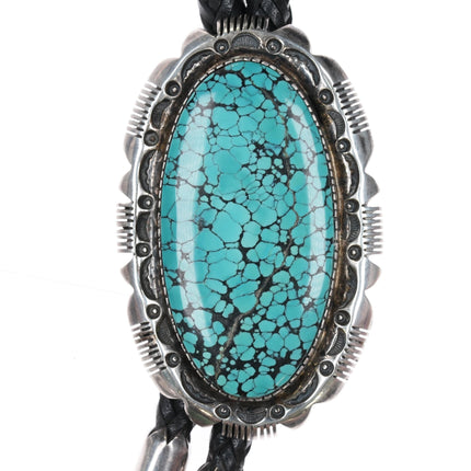 Huge NS Native American sterling Skyhorse turquoise bolo tie - Estate Fresh Austin