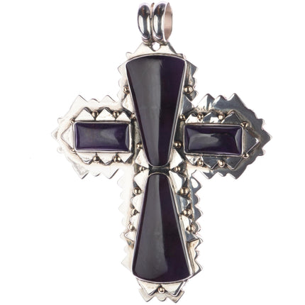 Huge Orville Tsinnie 14k/Sterling Sugilite 2 sided cross pendant - Estate Fresh Austin