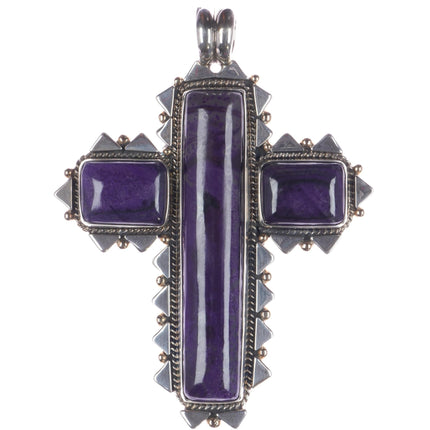 Huge Orville Tsinnie 14k/Sterling Sugilite 2 sided cross pendant - Estate Fresh Austin