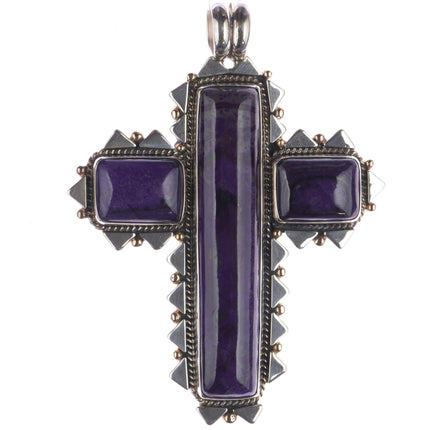 Huge Orville Tsinnie 14k/Sterling Sugilite 2 sided cross pendant - Estate Fresh Austin