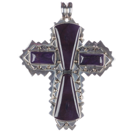 Huge Orville Tsinnie 14k/Sterling Sugilite 2 sided cross pendant - Estate Fresh Austin