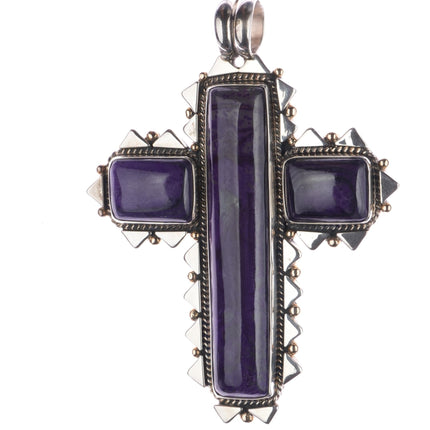 Huge Orville Tsinnie 14k/Sterling Sugilite 2 sided cross pendant - Estate Fresh Austin