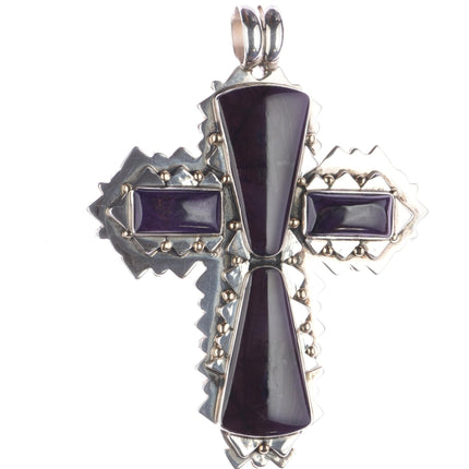 Huge Orville Tsinnie 14k/Sterling Sugilite 2 sided cross pendant - Estate Fresh Austin