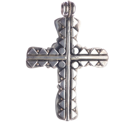 Huge Orville Tsinnie 14k/Sterling White Buffalo 2 sided cross pendant - Estate Fresh Austin