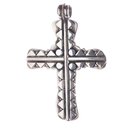 Huge Orville Tsinnie 14k/Sterling White Buffalo 2 sided cross pendant - Estate Fresh Austin