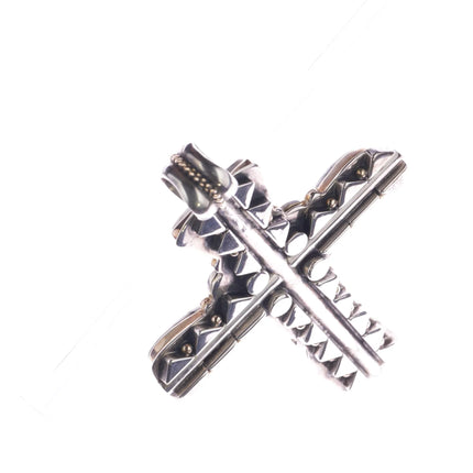 Huge Orville Tsinnie 14k/Sterling White Buffalo 2 sided cross pendant - Estate Fresh Austin