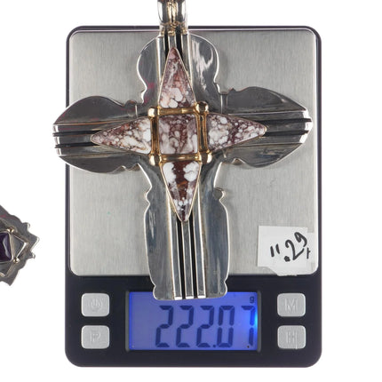 Huge Orville Tsinnie 14k/Sterling Wild Horse 2 sided cross pendant - Estate Fresh Austin