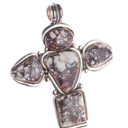 Huge Orville Tsinnie 14k/Sterling Wild Horse 2 sided cross pendant - Estate Fresh Austin