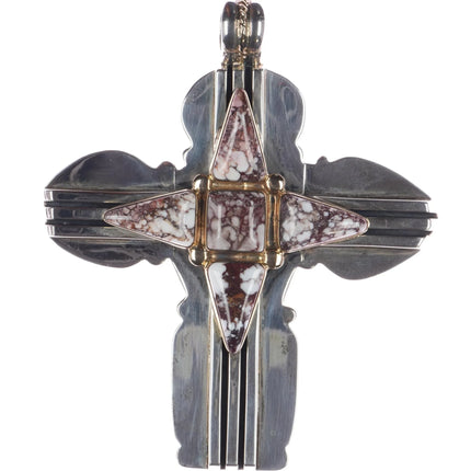 Huge Orville Tsinnie 14k/Sterling Wild Horse 2 sided cross pendant - Estate Fresh Austin