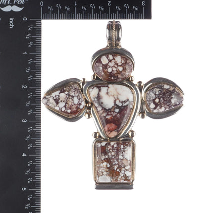 Huge Orville Tsinnie 14k/Sterling Wild Horse 2 sided cross pendant - Estate Fresh Austin