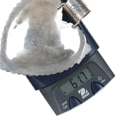 Huge Secatero Navajo Sterling Kingman turquoise cluster heart pendant - Estate Fresh Austin