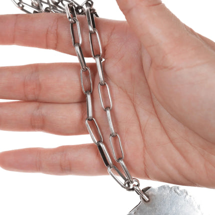 Huge Vintage Ivan V Navajo Turquoise silver pendant/necklace - Estate Fresh Austin