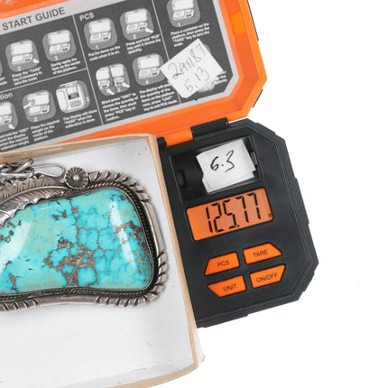 Huge Vintage Ivan V Navajo Turquoise silver pendant/necklace - Estate Fresh Austin