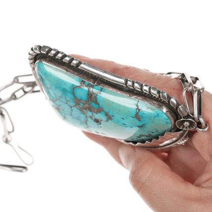 Huge Vintage Ivan V Navajo Turquoise silver pendant/necklace - Estate Fresh Austin