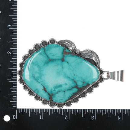 Huge Vintage Native American sterling and turquoise pendant - Estate Fresh Austin