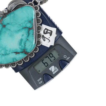 Huge Vintage Native American sterling and turquoise pendant - Estate Fresh Austin