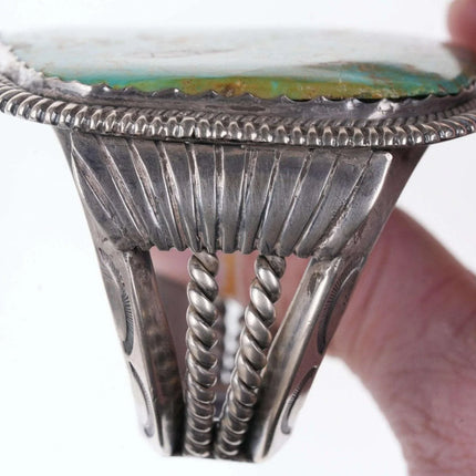6 5/8"Huge Vintage Native American Sterling turquoise cuff bracelet J Spencer - Estate Fresh Austin
