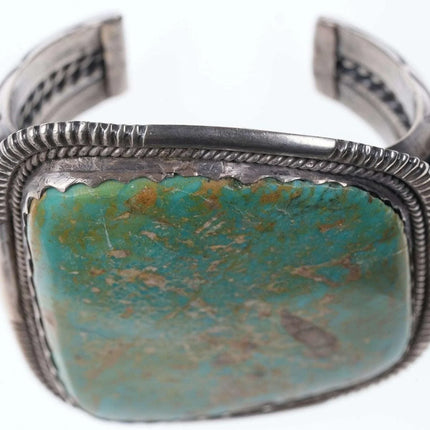 6 5/8"Huge Vintage Native American Sterling turquoise cuff bracelet J Spencer - Estate Fresh Austin
