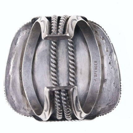 6 5/8"Huge Vintage Native American Sterling turquoise cuff bracelet J Spencer - Estate Fresh Austin