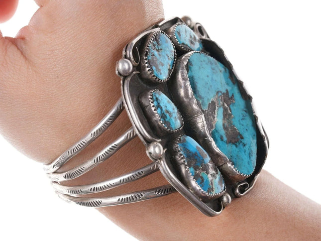 Huge Vintage Native American Sterling/turquoise cuff bracelet - Estate Fresh Austin