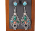 Huge Vintage Navajo Garcia Sterling Multi-stone earrings - Estate Fresh Austin